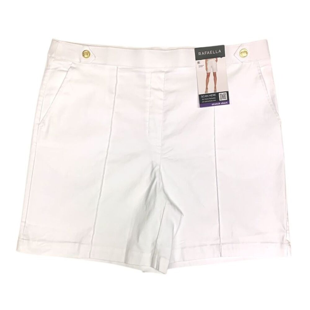 Rafaella Women's 7" Stretch Short, High Stretch Tab Waistband - White
